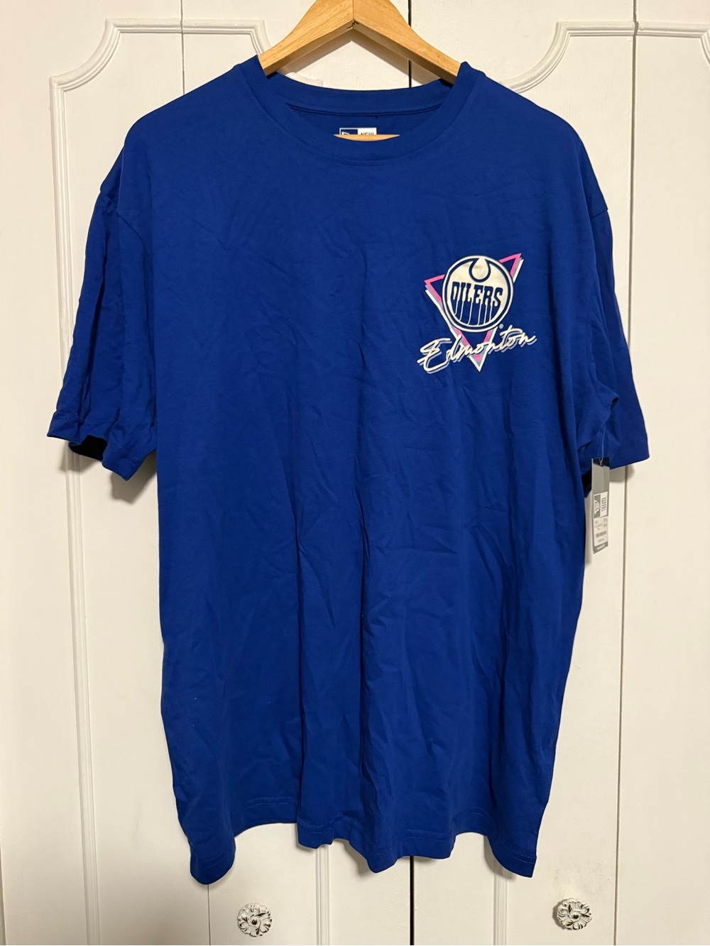 New Era Royal Blue Edmonton Oilers Short Sleeve Tee Glow in the Dark lettering
